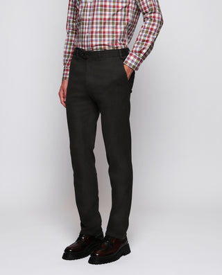 Green stretch cotton casual pants