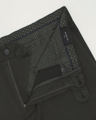 Green stretch cotton casual pants