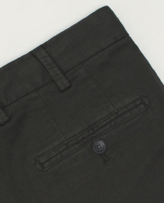 Green stretch cotton casual pants
