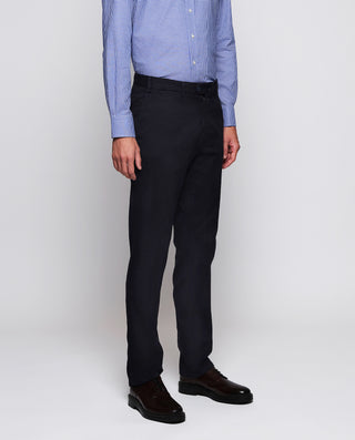 Navy blue stretch cotton casual pants