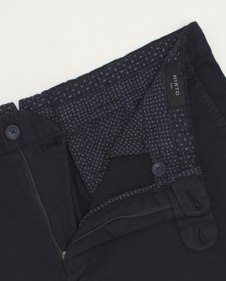 Navy blue stretch cotton casual pants