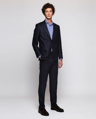 Navy blue stretch cotton casual pants