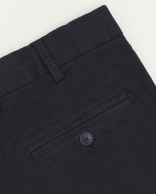 Navy blue stretch cotton casual pants