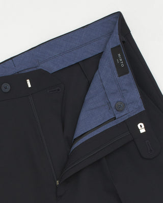 Navy blue flannel regular-fit dress trousers