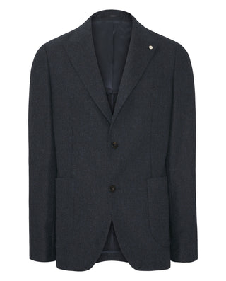 Navy blue wool blend jacket with herringbone