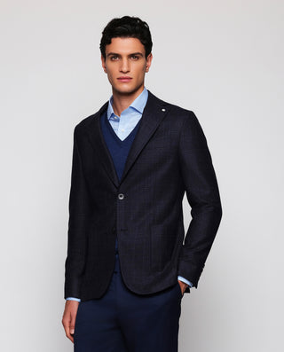 Navy blue jacket with faded squares