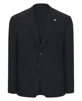 Dark blue wool herringbone structure jacket