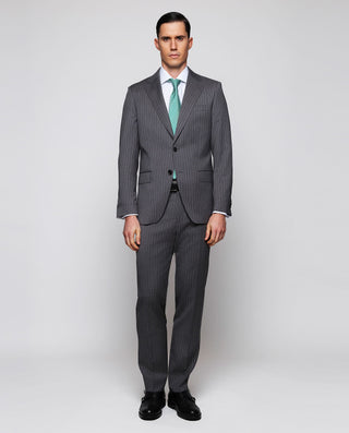 Traje gris medio de lana raya diplomática by MIRTO | 05031_0050_1