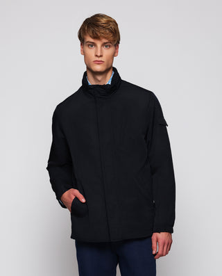 Parka corta azul oscuro con capucha oculta by MIRT | 05089_0050_1