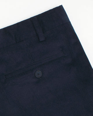 Navy blue microcorduroy dress trousers