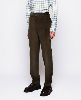 Green microcorduroy dress trousers