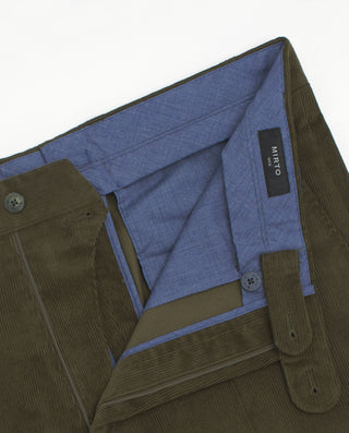 Green microcorduroy dress trousers
