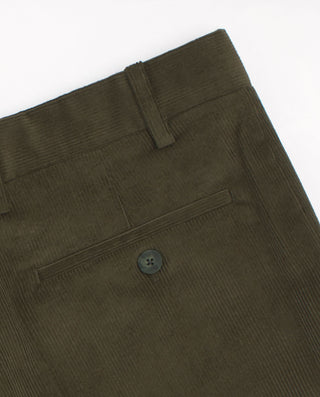 Green microcorduroy dress trousers