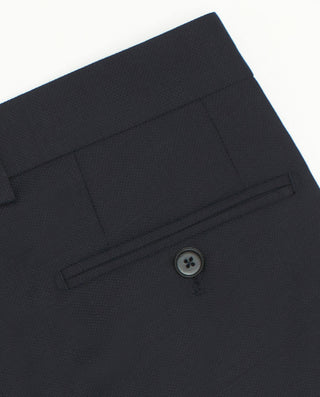 Traje cruzado azul marino lana micro dibujo