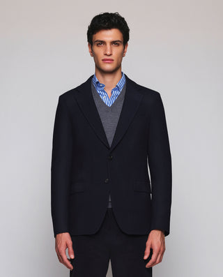 Americana azul marino de lana stretch textura