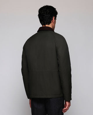Waxed cotton jacket with corduroy collar