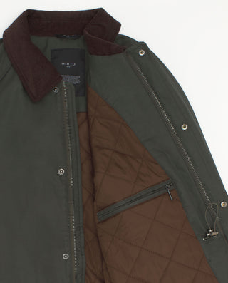 Waxed cotton jacket with corduroy collar