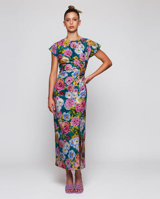 Vestido midi drapeado estampado floral by MIRTO | 05201_0050_1