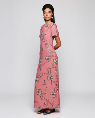 Floral print pailletes long dress