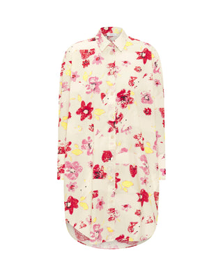 Figurative print cotton short shirt dress