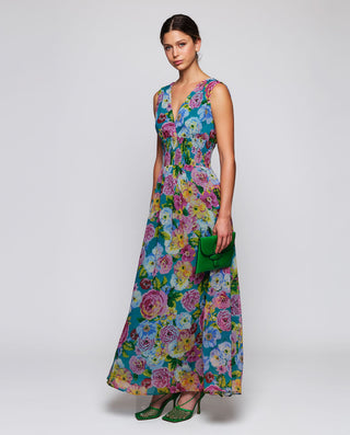 Vestido largo estampado floral de gasa