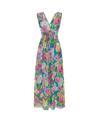 Vestido largo estampado floral de gasa