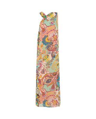 Paisley print chiffon long dress