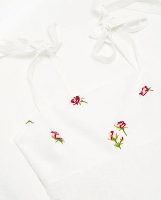 White floral embroidery linen dress
