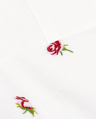 White floral embroidery linen dress