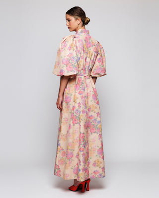 Vestido camisero estampado floral en tafeta by MIR | 05221_0050_2