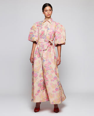 Vestido camisero estampado floral en tafeta by MIR | 05221_0050_3