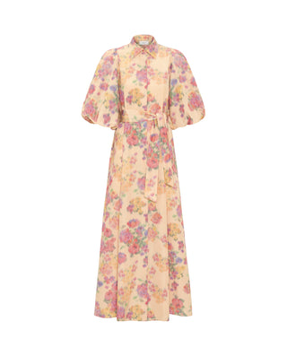 Vestido camisero estampado floral en tafeta by MIR | 05221_0050_4