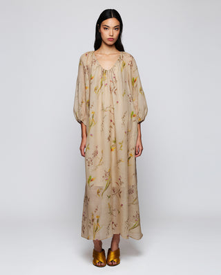 Kaftan beige de ramio estampado floral by MIRTO | 05225_0050_1