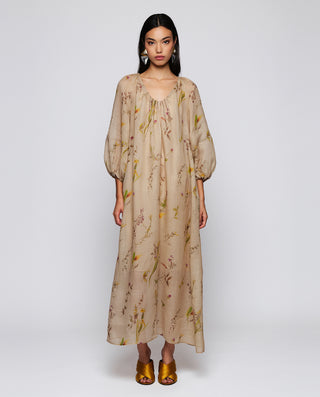 Kaftan beige de ramio estampado floral by MIRTO | 05225_0050_3