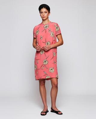 Vestido corto rosa estampado floral by MIRTO | 05230_0050_3