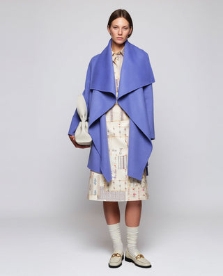 Abrigo azul corto doble faz de lana cashmere by MI | 05232_0051_3