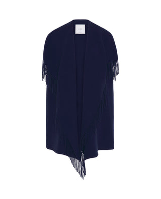 Navy blue wool fringe waistcoat