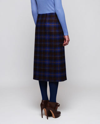 Falda midi azul cuadros de lana Shetland by MIRTO | 05248_0050_2
