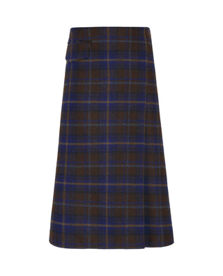 Falda midi azul cuadros de lana Shetland by MIRTO | 05248_0050_4