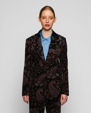 Blazer estampado paisley de algodón elástico