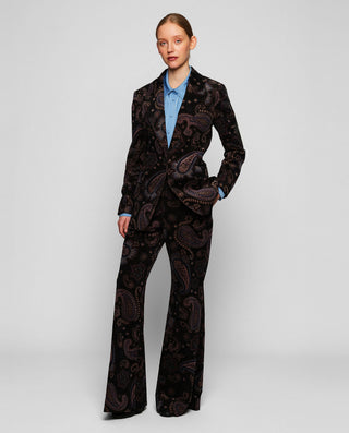 Paisley print stretch cotton trousers