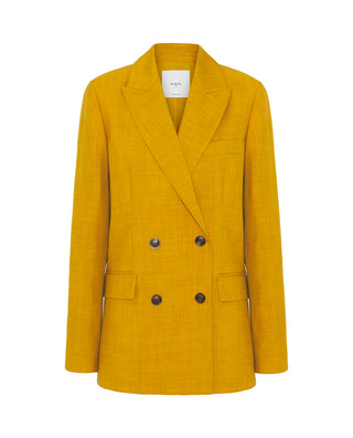 Ocher wool double-breasted blazer