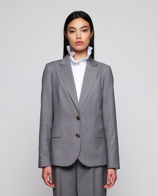 Gray wool double-breasted blazer