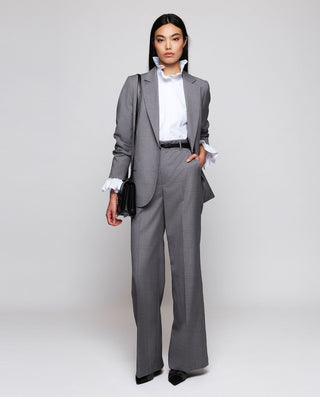 Gray wool double-breasted blazer