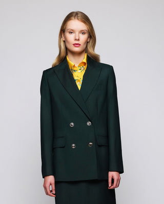 Green wool double-breasted blazer