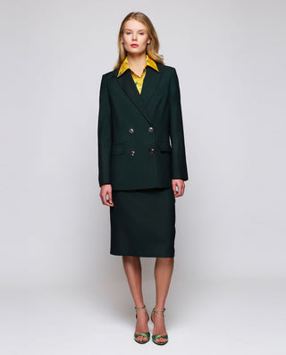 Green wool double-breasted blazer
