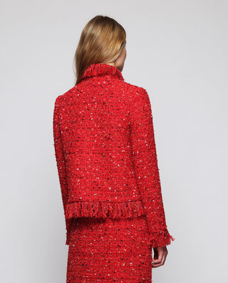 Chaqueta roja de tweed con flecos by MIRTO | 05265_0050_2
