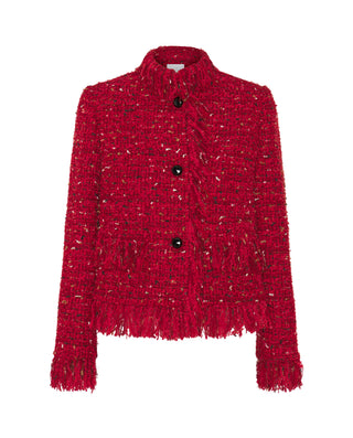 Chaqueta roja de tweed con flecos by MIRTO | 05265_0050_4