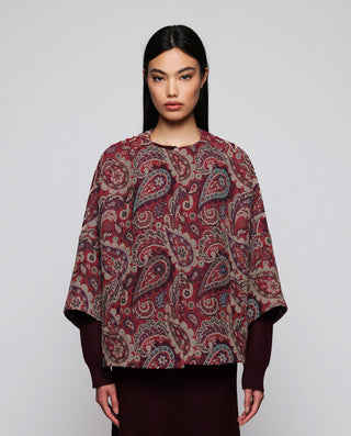 Chaqueta burdeos de jacquard paisley by MIRTO | 05267_0050_1
