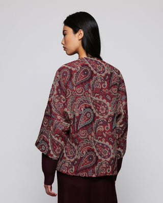 Chaqueta burdeos de jacquard paisley by MIRTO | 05267_0050_2